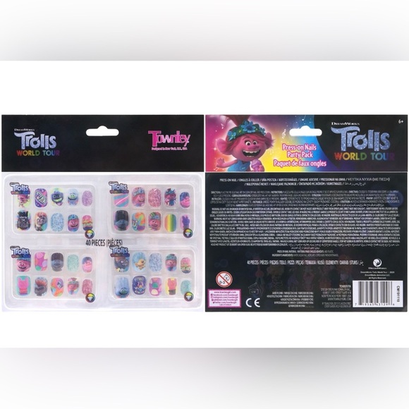 Trolls Press-On Nails Party Pack - Pink, Blue, Purple - Picture 1 of 2